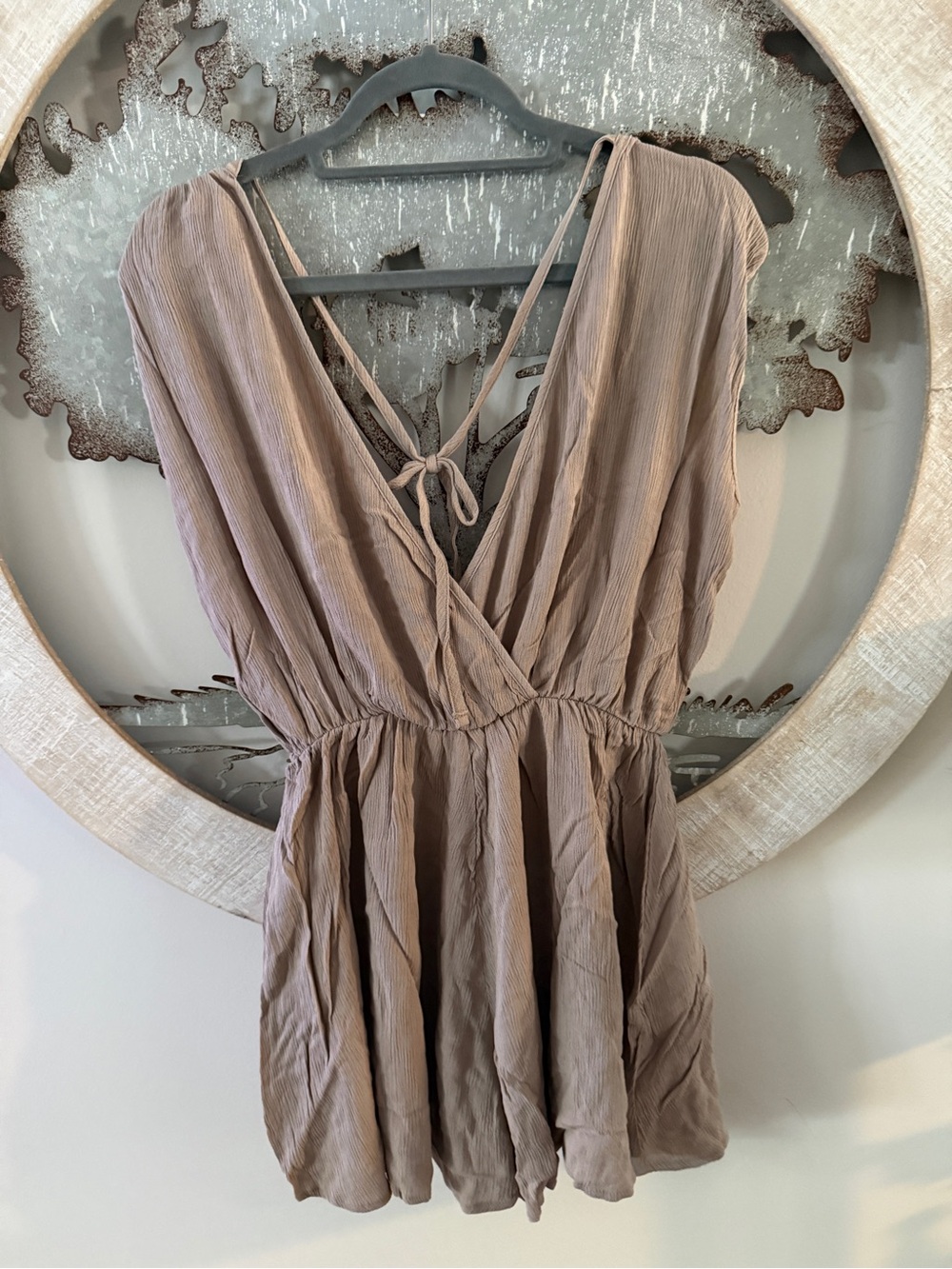 New Women's Taupe V-Neck Romper size small